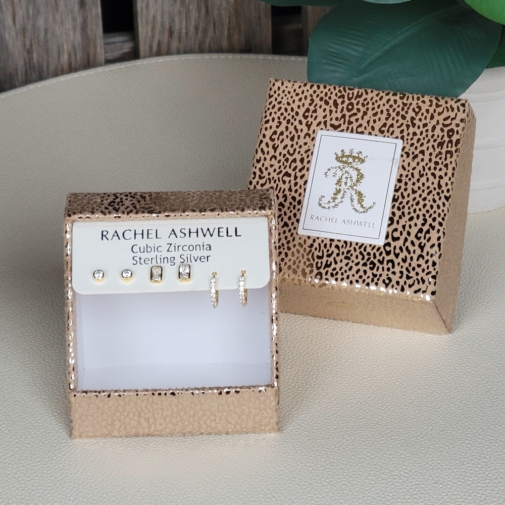 Rachel Ashwell CZ sterling silver earrings 3 pairs